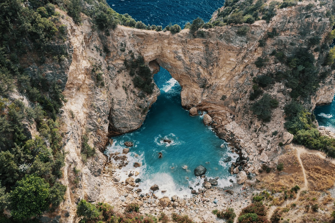 Turquoise sea cove on the Antalya coast