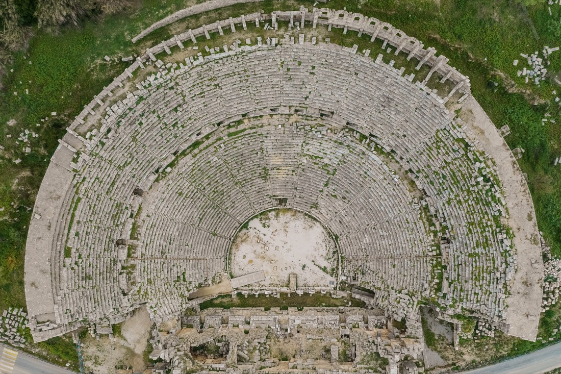 Ancient theatre near Antalya from above